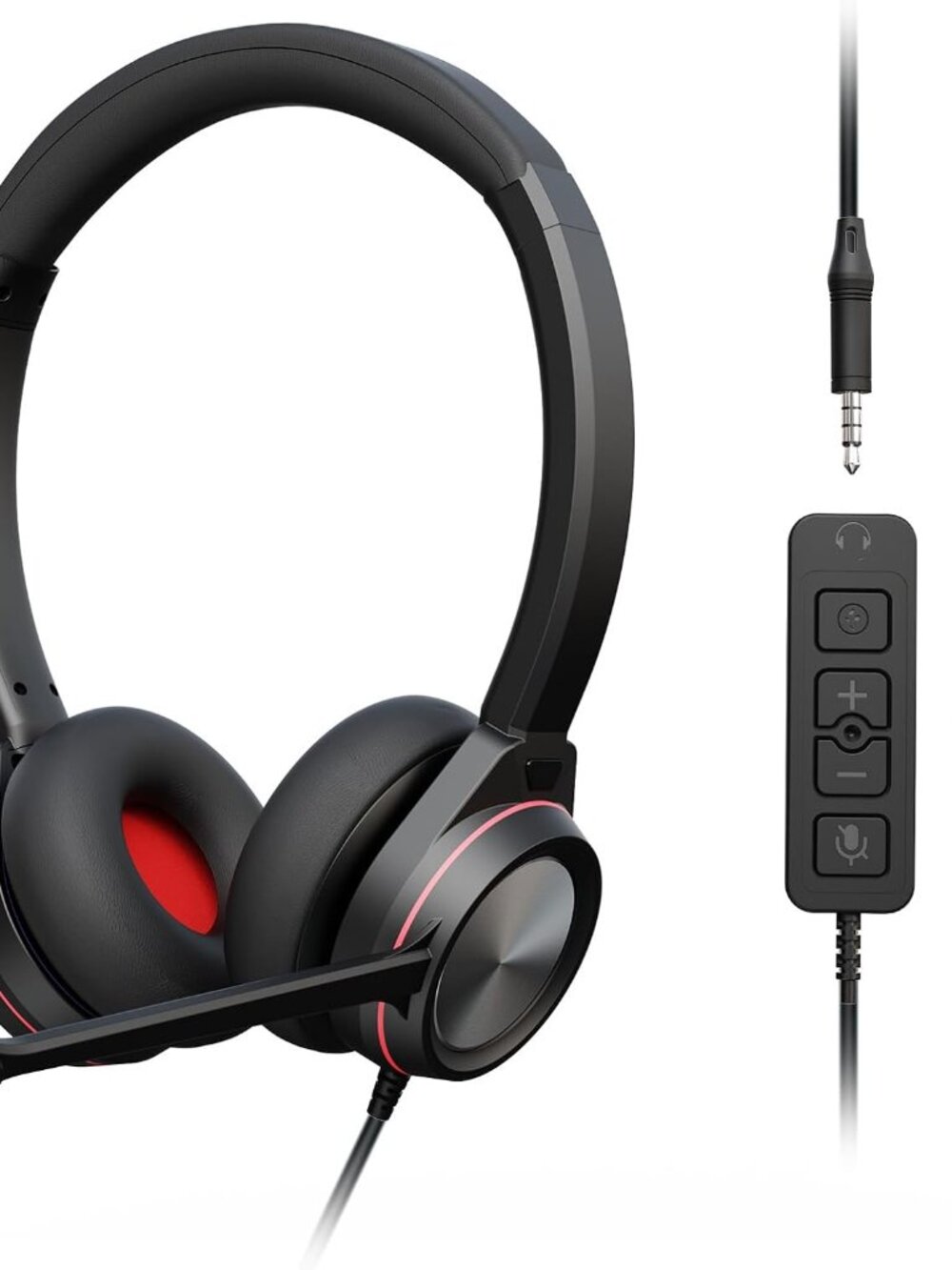 USB Headset with Microphone for PC, 3.5mm & USB A/Type C Wired Computer Headset